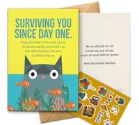 AIROW Carte d'anniversaire pour fils, motif chat