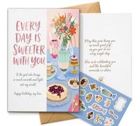AIROW Carte d'anniversaire sentimentale pour petite amie, motif fleurs