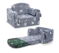 Airpanda Canapé et chaise confortables pour enfants avec couverture, canapé pliable 2 en 1 en peluche douce pour filles et garçons, canapé convertible en chaise longue pour salle de jeux, ciel étoilé