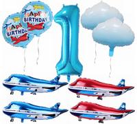 Airplane Birthday Decoration Large Blue Red Foil Balloons 1St Birthday Boy Girl