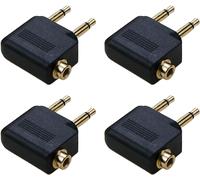 Airplane Headphone Adapter,Airplane Audio Jack,Airplane Adapter,Dual 3.5mm To 3.5mm Jack,Gold Plated 4 Pack