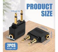 Airplane Headphones Adapters Gold Plated,[Pack Of 2] 3.5mm Female Aux Audio Jack Gold Plated Bills Airplane Headset Adapters,Use Your Adapter With Your In-Flight Multimedia System.[G69]