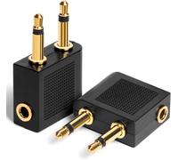 Airplane Headphones Adapters Gold Plated,[Pack Of 2] 3.5mm Female Aux Audio Jack Gold Plated Bills Airplane Headset Adapters,Use Your Adapter With Your In-Flight Multimedia System.[G67]
