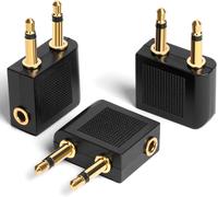 Airplane Headphones Adapters Gold Plated,[Pack Of 3] 3.5mm Female Aux Audio Jack Gold Plated Bills Airplane Headset Adapters,Use Your Adapter With Your In-Flight Multimedia System.[G66]