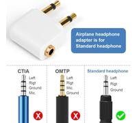 Airplane Headphones Adapters Gold Plated,[Pack Of 5] 3.5mm Female Aux Audio Jack Gold Plated Bills Airplane Headset Adapters,Use Your Adapter With Your In-Flight Multimedia System.[G65]