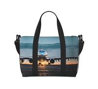 Airplane In The Evening Light Sac de voyage pour femme, grand sac fourre-tout de week-end, sac d'entraînement de gym, sac d'hôpital pour maman, Noir, One Size