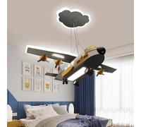Airplane Lights Remote Dimmable LED Aircraft Large Chandelier Cartoon Nursery Semi Flush Mount Ceiling Light for Boys Bedroom Room