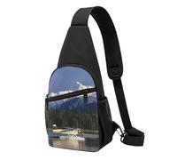 Airplane On Lake Sac à bandoulière décontracté en polyester durable avec plusieurs poches et porte-clés et sangle réglable pour homme et femme