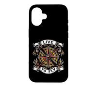 Airplane Pilot Live to Fly Aviation Compass Art Coque pour iPhone 16