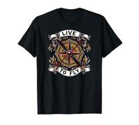 Airplane Pilot Live to Fly Aviation Compass Art T-Shirt