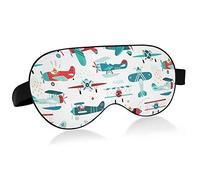 Airplanes Aircrafts Boys In Turquoise Red Orange Seamless Eye Masks Cover Blocks Light Sleep Mask Shade Cover Blindfold Relaxing Eyeshade Cover avec serre-tête réglable pour hommes femmes enfants