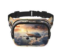 Airplanes are soaring Fitness Sac à bandoulière de voyage, sac banane tendance et décontracté, sac banane carré double couche, noir, taille unique, Noir/blanc, One Size
