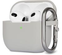 AirPods 3 Case Protector Case, Shockproof Silicone Protective Cover Soft Anti-Slip Protective Case for Airpods 3rd Generation 2021 with Carabiner, Grey