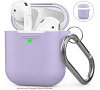 AirPods Case 2 & 1, Soft Silicone Protection for AirPods Covers Shockproof Full Body Compatible with Apple AirPods Supports Wireless Charging (Lavender, with Carabiner)