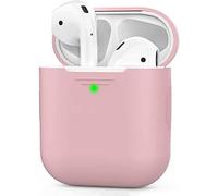AirPods Case 2 & 1, Soft Silicone Protective Case for AirPods Full Body Shockproof Covers Compatible with Apple AirPods Supports Wireless Charging (Pink& Without Carabiner)