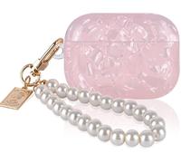 Airpods Pro 2 Generation Protective Case, Ultra Thin Glitter TPU Cover with Pearl Keychain for Girl, Shockproof Anti-Scratch Anti-Slip Case for Airpods Pro 2 2022-Pink