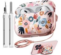 AirPods Pro 2nd Generation Hard Case, with Lock, Cute Flowers Pattern for iPod Pro 2 Women Girls with Cleaning Kit for AirPod Pro Cases (USB-C 2023/2022/2019