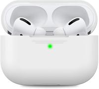 AirPods Pro Silicone Case Anti-Scratch Protective Case Compatible with Airpods Pro 2019 [Front LED Visible] Shockproof Cover for Apple AirPods Pro (without Carabiner, White)