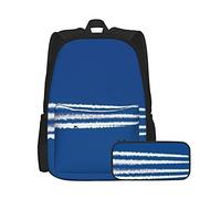 Airport Contrail Clouds Ensemble sac à dos et trousse à crayons unisexe, sac à dos multifonctionnel en deux pièces, sac à dos décontracté avec trousse à crayons pour garçons et filles