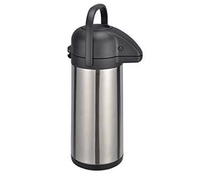 Airpot - Verseuse isotherme en acier inoxydable - 2,2 l - Verseuse isotherme pour boissons chaudes et froides - Pichet à thé thermique - Distributeur de boissons - Double paroi rotative - Anti-fuite