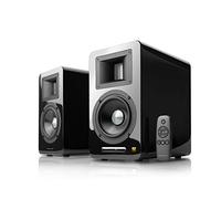 Airpulse A100 - Enceintes bibliothèque 2.0 Actives Bluetooth et Entrée Optique 100W - Amplificateur Intégré, Sortie Subwoofer, Télécommande IR Noir