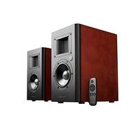 Airpulse A200 Bois - Enceintes Studio bibliothèque Actives, Processeur XMOS et DSP, Télécommande IR, BT 5.0, Entrées AUX, Optique, USB et Coaxiale, Ampli Intégré, 130W RMS