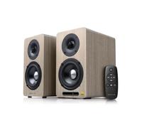 Airpulse A60 d'Edifier Enceintes Hi-FI De Bureau, 80W RMS, Noyer | Compact Design, 3.5" Aluminum Woofer & Planar Ribbon Tweeter, BT with aptX HD, USB/Optical/SUB Out for PC