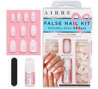 AIRRE Kit de 240 Faux Ongles avec Colle Forte - Capsules Ongles Naturelles Ovales AIRRE Active-Fit (10 Tailles), Manucure Pro de Salon en Quelques Minutes, DIY - Utilisable avec le Gel UV/LED, Vernis
