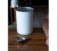Airscape Boîte de conservation pour café et aliments - Couvercle hermétique breveté pour préserver la fraîcheur des aliments, acier inoxydable, (taille moyenne, blanc mat)