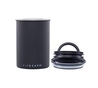 Airscape Boîte de conservation pour café et aliments - Couvercle hermétique breveté pour préserver la fraîcheur des aliments, acier inoxydable, (taille moyenne, noir mat)