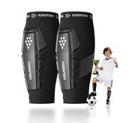 AirsFish Protège-tibias de football pour enfants - Équipement de football ultra léger pour garçons et filles avec cœur en PU et grip en silicone - Protège-tibias respirants pour football