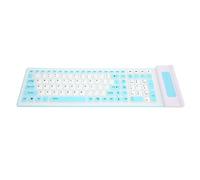 Airshi Clavier 2,4 G, Deux Couleurs, Anti-poussière, 103 Touches, Clavier Portable Silencieux en Silicone, Conception Entièrement Scellée pour la Maison (Blue)