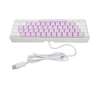 Airshi Clavier de Jeu, 61 Touches, Clavier d'ordinateur rétroéclairé RVB, Filaire, Couleur Contrastée, Capuchons de Touches avec Revêtement UV pour la Famille (Blanc Violet)