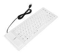 Airshi Clavier en Silicone, USB Filaire Léger Portable 85 Touches Clavier en Silicone Différentes Couleurs Conception Entièrement Scellée pour Ordinateur Portable (Blanc)