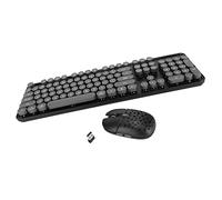 Airshi Clavier sans Fil, Pure Color 3 Gear DPI Pavé Numérique Réglable Clavier et Souris sans Fil Punk Combo Petit Rebond pour Le Bureau (Tableau Noir)