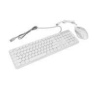 Airshi Clavier Souris Combo, RVB Respiration Lumières USB Connexion Filaire Clavier Souris Luminosité Ergonomique Réglable Sensation Mécanique pour La Maison (Blanc)