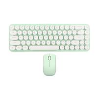 Airshi Combo Clavier et Souris de Machine à écrire, Transmission Stable 2,4 GHz sans Fil Réglable DPI Rétro Clavier de Machine à écrire Touches Détachables pour Ordinateur (Blanc Vert)