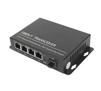Airshi Convertisseur de Média Fibre SFP, émetteur-récepteur Fibre Ethernet Plug and Play en Métal 1 Port Optique jusqu'à 120 Km 4 Ports électriques 100-240 V pour Réseau (Prise UE)