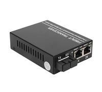 Airshi Émetteur-récepteur à Fibre Optique, Indicateur LED Émetteur-récepteur à Fibre Optique Ethernet Monomode à Double Fibre Plug and Play 100-240V pour Le Bureau (Prise UE)