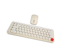 Airshi Ensemble Clavier et Souris Silencieux, Connexion 2,4 G, Retro Cute, Économique en Énergie, Portable, pour Ordinateur Personnel et Portable (Beige)