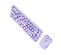 Airshi Ensemble de Clavier sans Fil, Rétro Mignon combiné de Souris de Clavier Ergonomique de Sommeil Automatique 2.4GHz pour Le Bureau (Thème Violet)
