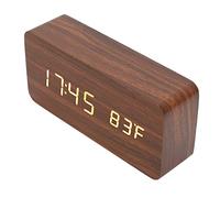 Airshi Horloge Numérique en Bois de LED, Réveil électronique de Commande Vocale de Grand écran pour Le Bureau