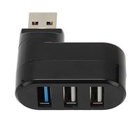 Airshi Hub USB 2.0, Hub USB Rotatif à 90 Degrés Portable 5 Gbps Prend en Charge Le Matériel ABS 3 Ports pour Ordinateur Portable (Noir)