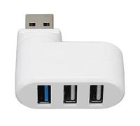 Airshi Hub USB 2.0, Hub USB Rotatif à 90 Degrés Portable 5 Gbps Prend en Charge Le Matériel ABS 3 Ports pour Ordinateur Portable (Blanc)