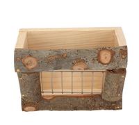 Airshi Mangeoire à Lapin en Bois, Conception Trapézoïdale, Grille en Acier Inoxydable, Multi-Fonctions Résistante aux Morsures pour Lapins Râtelier à Foin pour la Nourriture