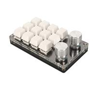 Airshi Mini Clavier, Filaire Plug and Play Clavier à Une Main 12 Touches Bricolage Interrupteur Bleu Programmable Général avec 2 Boutons pour Ordinateur (Blanc)