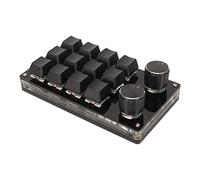 Airshi Mini Clavier, Filaire Plug and Play Clavier à Une Main 12 Touches Bricolage Interrupteur Bleu Programmable Général avec 2 Boutons pour Ordinateur (Noir)