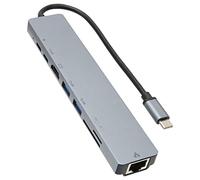 Airshi Station d'accueil USB C, Utilisation Durable de Type C vers RJ45 USB3.0 Station d'accueil d'interface Multimédia USB C HD 8 en 1 Multifonctionnelle pour Ordinateur de Bureau