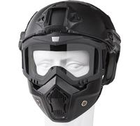 Airsoft Casque et Masque Quick Base Jump Casque PJ Type Airsoft Casque Tactical Full Cover avec Lunettes Amovibles et réglables