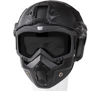 Airsoft Casque et Masque Quick Base Jump Casque PJ Type Airsoft Casque Tactical Full Cover avec Lunettes Amovibles et réglables